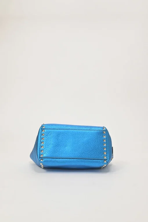 Blue foiled leather Rockstud tote