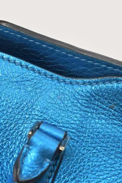 Blue foiled leather Rockstud tote