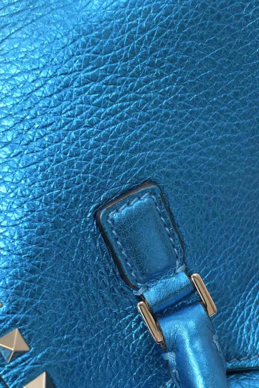 Blue foiled leather Rockstud tote