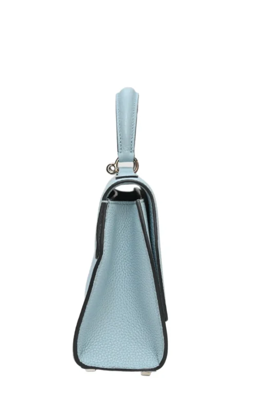 Blue full grain Taurillon leather Réjane BB top handle bag with detachable shoulder strap