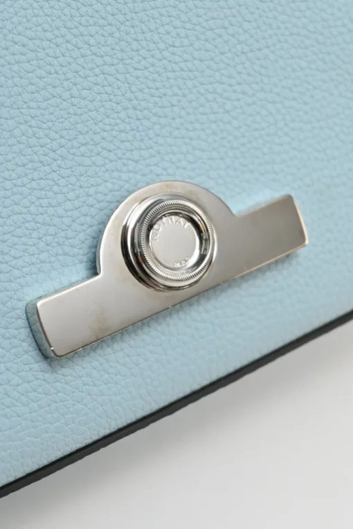Blue full grain Taurillon leather Réjane BB top handle bag with detachable shoulder strap