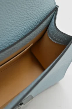 Blue full grain Taurillon leather Réjane BB top handle bag with detachable shoulder strap
