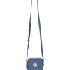 Blue grained leather Medusa Biggie Small crossbody bag with adjustable shoulder strap