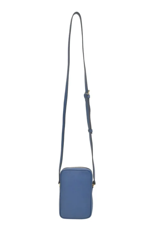 Blue grained leather Medusa Biggie Small crossbody bag with adjustable shoulder strap