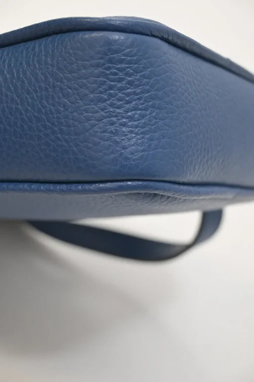 Blue grained leather Medusa Biggie Small crossbody bag with adjustable shoulder strap