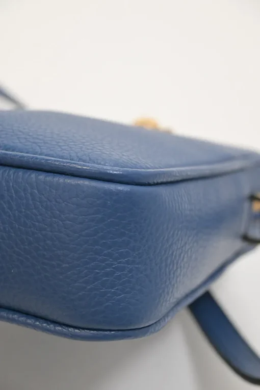 Blue grained leather Medusa Biggie Small crossbody bag with adjustable shoulder strap