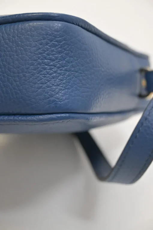 Blue grained leather Medusa Biggie Small crossbody bag with adjustable shoulder strap