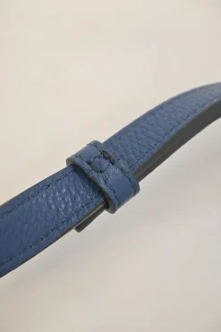 Blue grained leather Medusa Biggie Small crossbody bag with adjustable shoulder strap