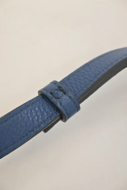 Blue grained leather Medusa Biggie Small crossbody bag with adjustable shoulder strap