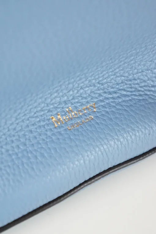 Blue grained leather tote bag