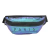 Blue iridescent ripstop nylon metallic logo bum bag