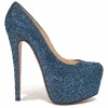 Blue iridescent strass-embellished leather Daffodile Lady Glitter 160 platform pumps