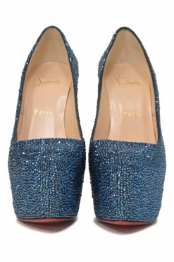 Blue iridescent strass-embellished leather Daffodile Lady Glitter 160 platform pumps