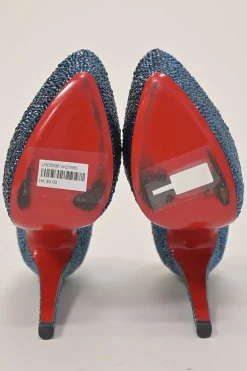 Blue iridescent strass-embellished leather Daffodile Lady Glitter 160 platform pumps