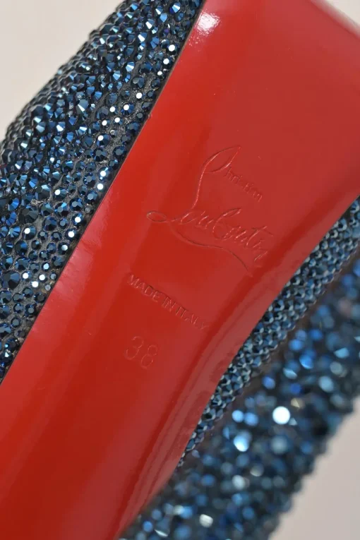 Blue iridescent strass-embellished leather Daffodile Lady Glitter 160 platform pumps