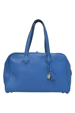 Blue Jean Agate Clémence leather Victoria bag with palladium-plated hardware