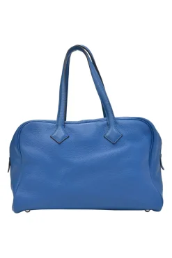 Blue Jean Agate Clémence leather Victoria bag with palladium-plated hardware