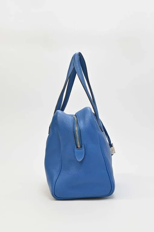 Blue Jean Agate Clémence leather Victoria bag with palladium-plated hardware
