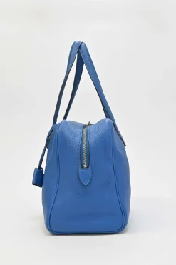 Blue Jean Agate Clémence leather Victoria bag with palladium-plated hardware