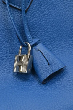 Blue Jean Agate Clémence leather Victoria bag with palladium-plated hardware