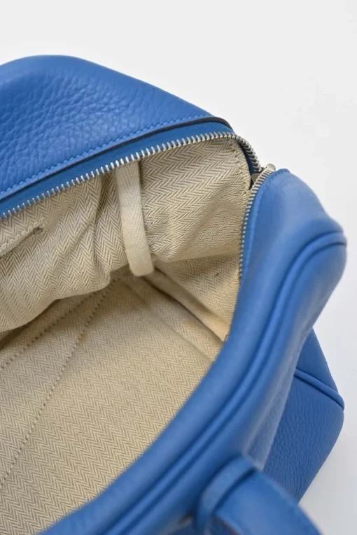 Blue Jean Agate Clémence leather Victoria bag with palladium-plated hardware
