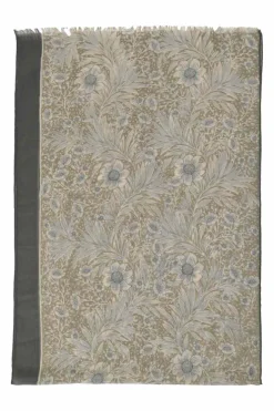 Blue layered cashmere-silk blend floral print wrap shawl scarf