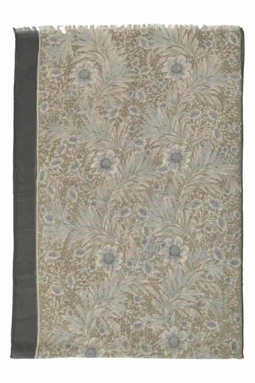 Blue layered cashmere-silk blend floral print wrap shawl scarf