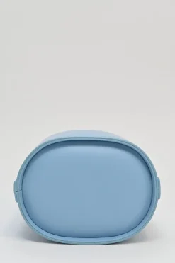 Blue leather Bissett top handle bag with detachable shoulder bag