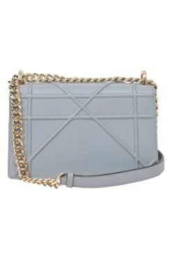 Blue leather Diorama flap bag with silver-finish metallic hardware