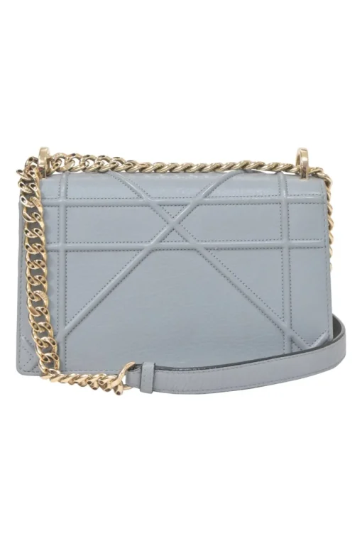 Blue leather Diorama flap bag with silver-finish metallic hardware