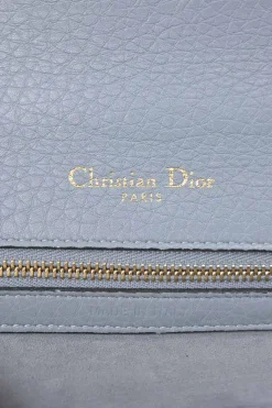 Blue leather Diorama flap bag with silver-finish metallic hardware