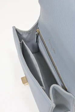 Blue leather Diorama flap bag with silver-finish metallic hardware