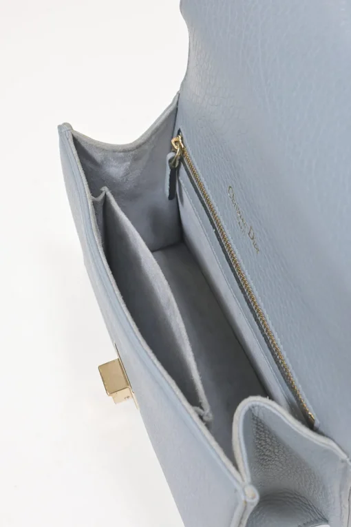 Blue leather Diorama flap bag with silver-finish metallic hardware