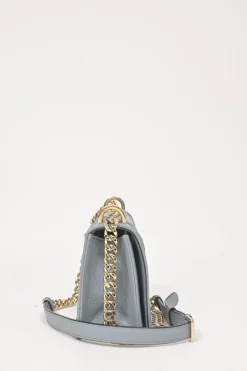 Blue leather Diorama flap bag with silver-finish metallic hardware