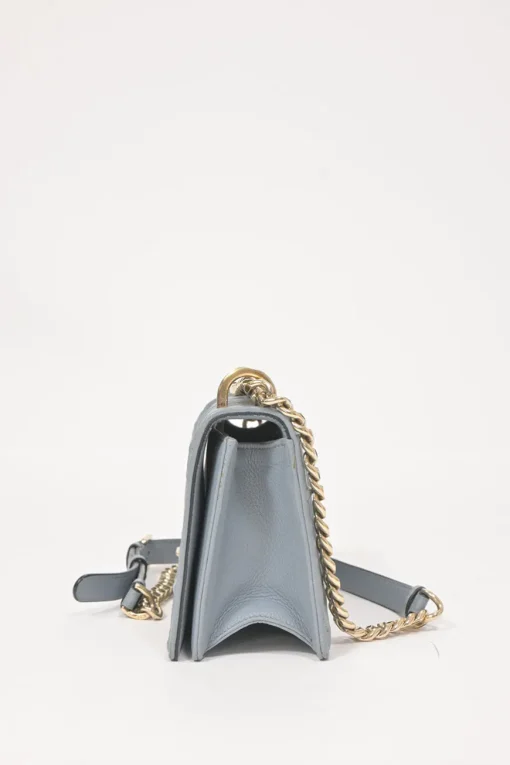 Blue leather Diorama flap bag with silver-finish metallic hardware