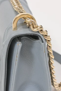 Blue leather Diorama flap bag with silver-finish metallic hardware