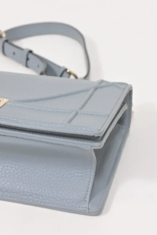 Blue leather Diorama flap bag with silver-finish metallic hardware