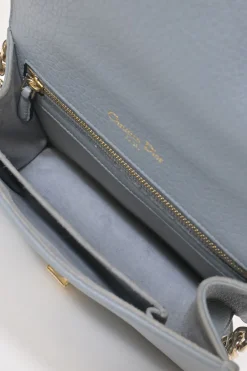 Blue leather Diorama flap bag with silver-finish metallic hardware