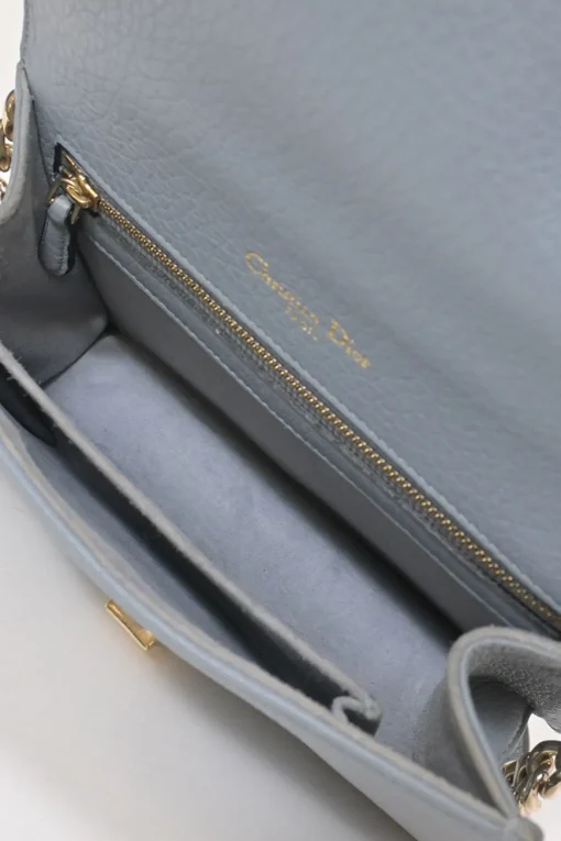 Blue leather Diorama flap bag with silver-finish metallic hardware