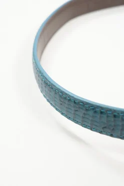 Blue Lizard Skin Leather Belt