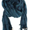 Blue merino check scarf