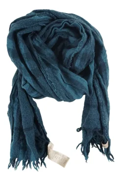 Blue merino check scarf