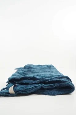 Blue merino check scarf