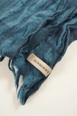 Blue merino check scarf