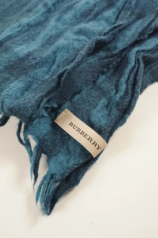 Blue merino check scarf