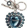 Blue metal heart crystal blue plex charm key charm key ring