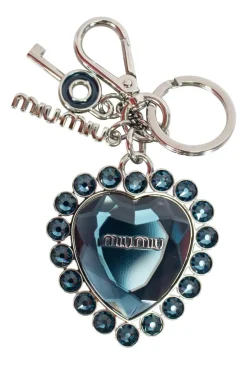 Blue metal heart crystal blue plex charm key charm key ring
