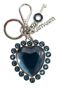 Blue metal heart crystal blue plex charm key charm key ring