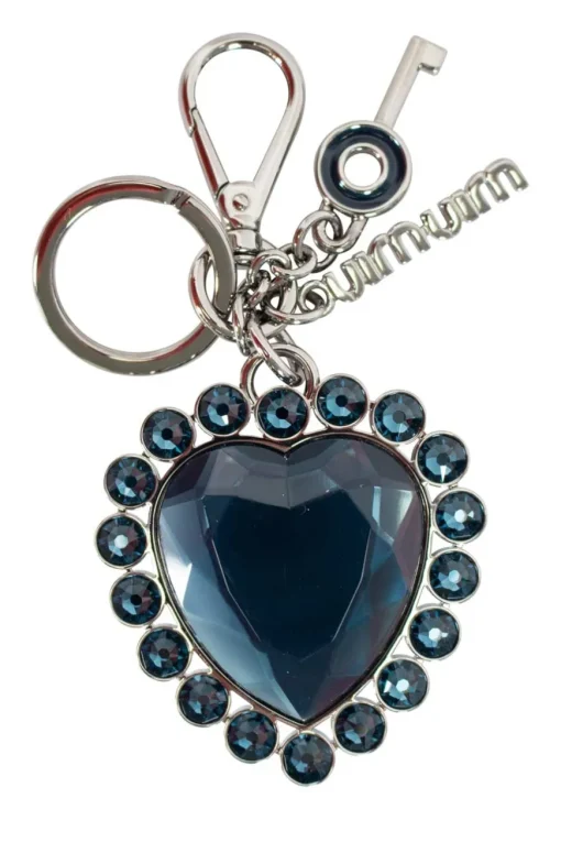 Blue metal heart crystal blue plex charm key charm key ring