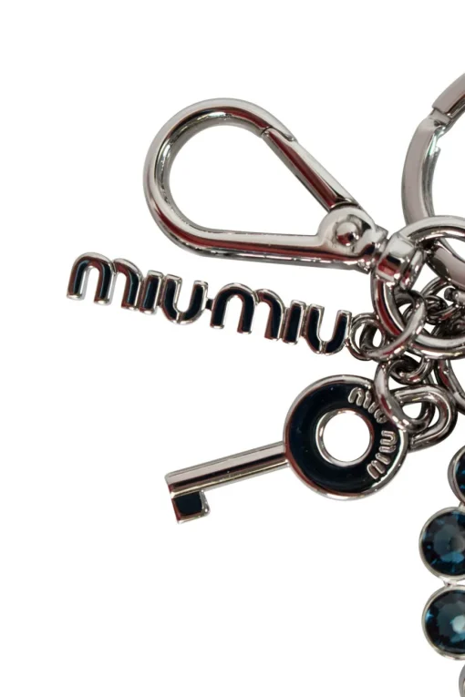 Blue metal heart crystal blue plex charm key charm key ring